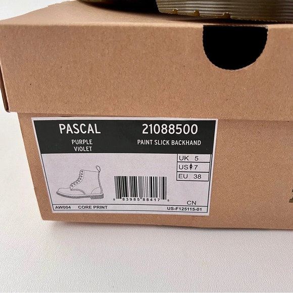 DR. MARTENS | Pascal Paint Slick Backhand Purple White Floral Drip Boots US 7 - Picture 13 of 13